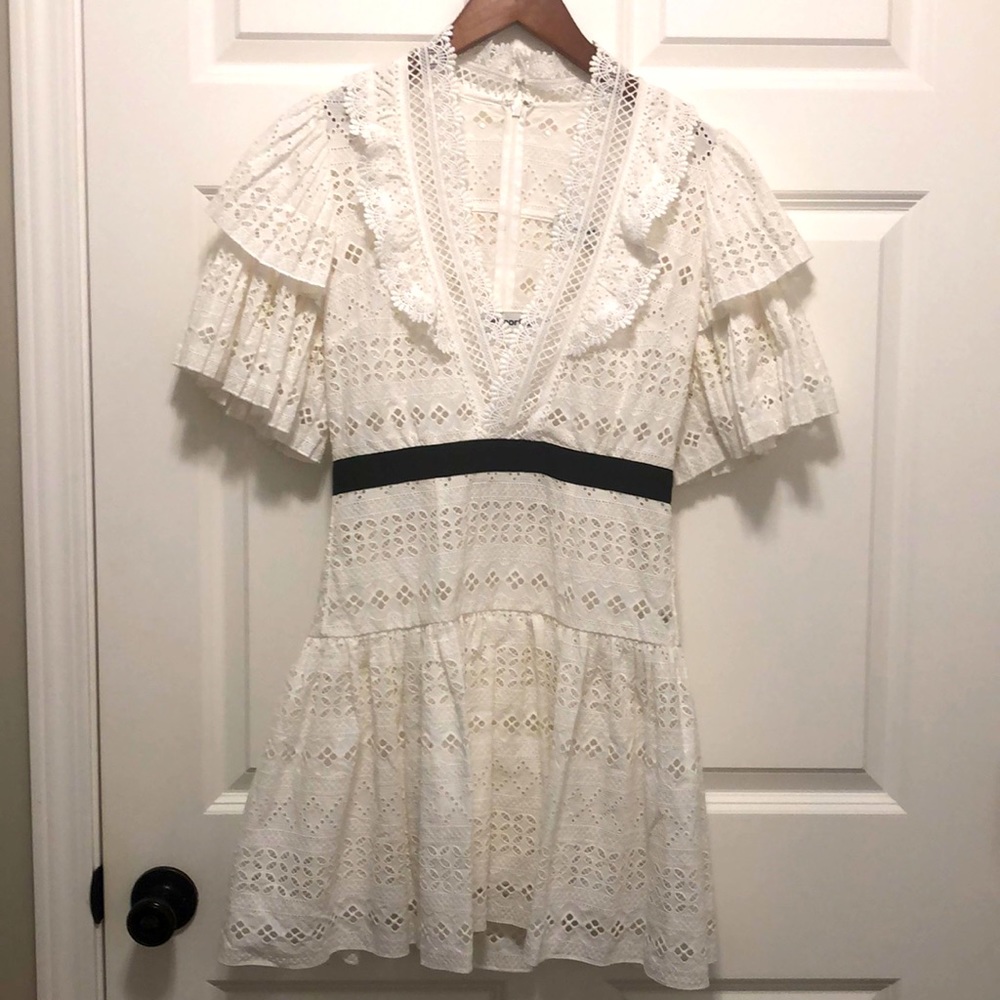 Self-Portrait Broderie Anglaise White Dress - Picture 4 of 9